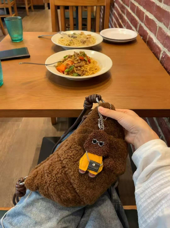 Dumpling taška, street trend štýl, plyšový materiál, podšívka z ovčej vlny, zapínanie na zips, vnútorné vrecko na telefón