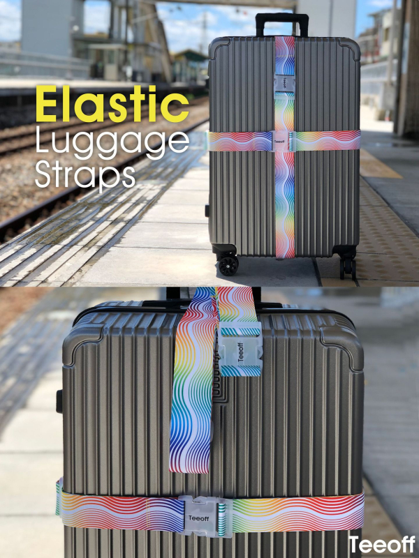 Curea elastică pentru bagaje, model geometric, din poliester, impermeabilă, rezistentă la uzură, protecție împotriva furtului