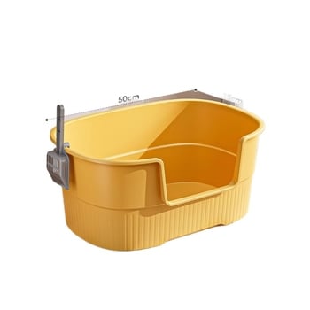 Cutie de nisip pentru pisici, deschisă integral, design anti-strop, material PP