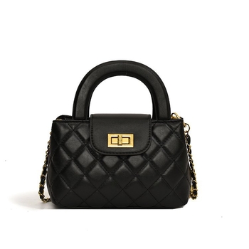 Geantă de mână quiltată cu lanț, din PU, formă orizontală pătrată, închidere cu fermoar, căptușeală poliester, buzunar pentru telefon