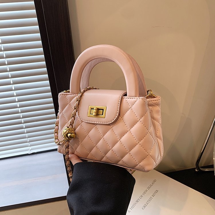 Geantă de mână quiltată cu lanț, din PU, formă orizontală pătrată, închidere cu fermoar, căptușeală poliester, buzunar pentru telefon