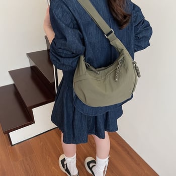 Geantă crossbody Dumpling pentru femei - Capacitate mare, Stil urban, Material textil, Închidere cu fermoar, Buzunar interior cu fermoar