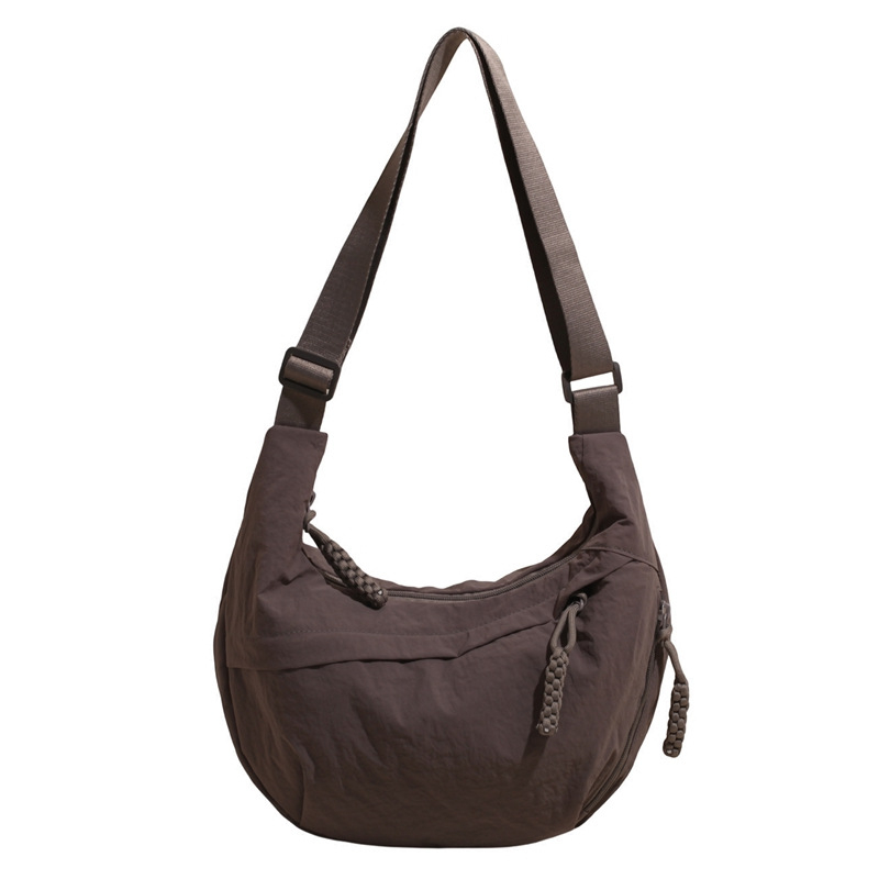 Geantă crossbody Dumpling pentru femei - Capacitate mare, Stil urban, Material textil, Închidere cu fermoar, Buzunar interior cu fermoar