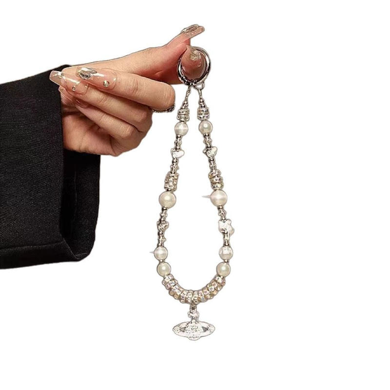 Lanier pentru telefon mobil, aliaj, lucrat manual, șnur din nylon, cataramă metalică, stil feminin