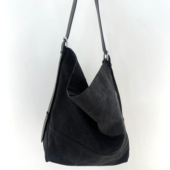 NX Geantă Tote din pânză și piele de vită — formă verticală pătrată, căptușeală din pânză, primăvara 2025