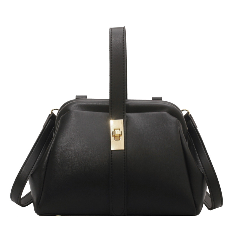 Geantă crossbody din PU, stil urban minimalist, geantă în stil shell, formă orizontal-pătrată, închidere cu clips