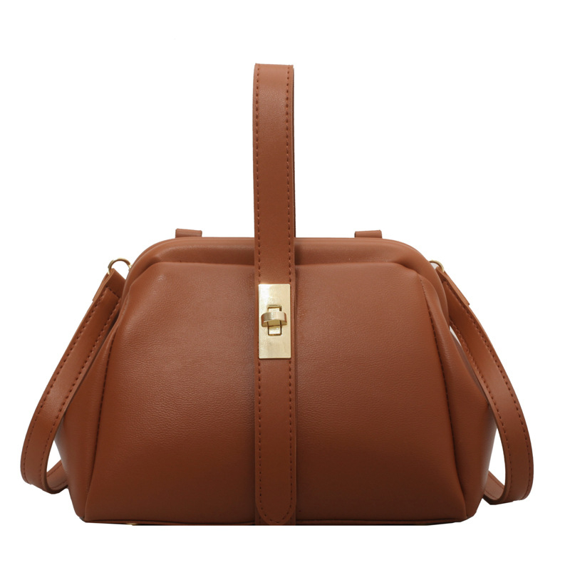 Geantă crossbody din PU, stil urban minimalist, geantă în stil shell, formă orizontal-pătrată, închidere cu clips