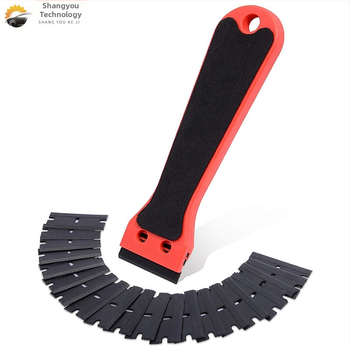 Shangyou Инструмент за автомобилни обвивки с дълга дръжка – пластмасов скрепер за филм с почистващо лезво, съвместим с всички модели, с възможност за персонализиране