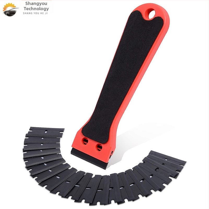 Shangyou Инструмент за автомобилни обвивки с дълга дръжка – пластмасов скрепер за филм с почистващо лезво, съвместим с всички модели, с възможност за персонализиране