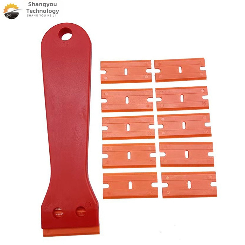 Shangyou Инструмент за автомобилни обвивки с дълга дръжка – пластмасов скрепер за филм с почистващо лезво, съвместим с всички модели, с възможност за персонализиране