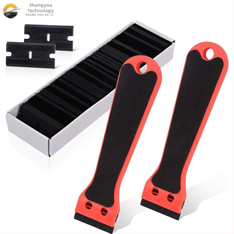 Shangyou Инструмент за автомобилни обвивки с дълга дръжка – пластмасов скрепер за филм с почистващо лезво, съвместим с всички модели, с възможност за персонализиране