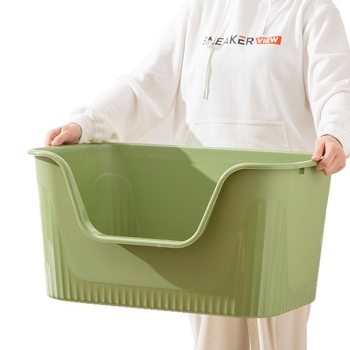 Cutie de nisip pentru pisici, din polipropilenă, semiînchisă, pentru pisici adulte, rezistentă la stropire și mirosuri.