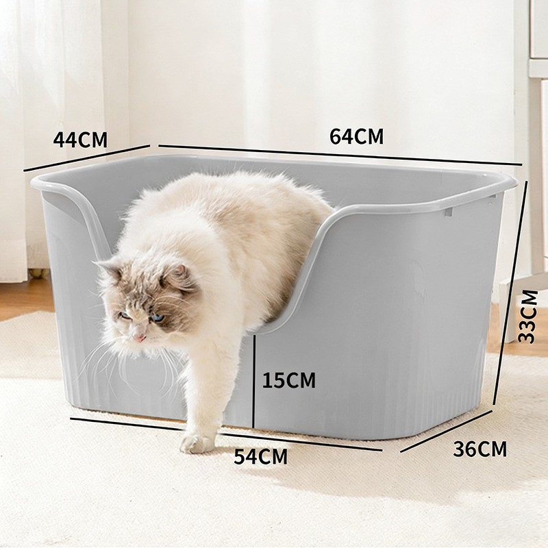 Cutie de nisip pentru pisici, din polipropilenă, semiînchisă, pentru pisici adulte, rezistentă la stropire și mirosuri.