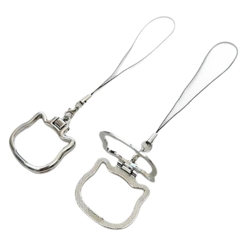 Șnur de telefon cu suport pliabil de birou – corp din aliaj, sfoară de nailon, cataramă metalică, pandantiv metalic cu personaje de desene animate