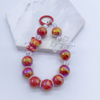 Lanț de telefon cu mărgele – motif fluture-ursuleț, acrilic, lucrat manual, personalizabil, stil creativ, formă geometrică