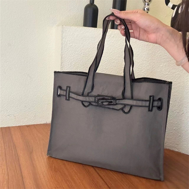 Japán stílusú hímzett Lacousette tote táska, nagy kapacitású, minimalist dizájn, nylon vászon válltáska