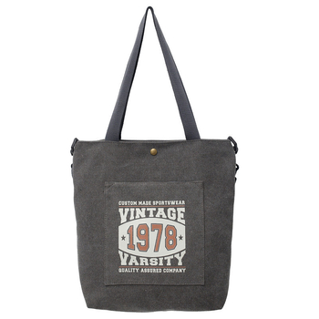 Geantă din pânză unisex, capacitate mare, geantă de școală retro cu fermoar