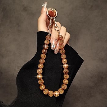 Lanyard pentru telefon cu mărgele din rășină – lucrat manual, turnare prin injecție, personalizare disponibilă, șnur din sârmă metalică și cataramă metalică