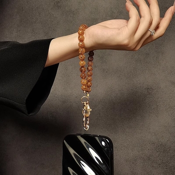 Lanyard pentru telefon cu mărgele din rășină – lucrat manual, turnare prin injecție, personalizare disponibilă, șnur din sârmă metalică și cataramă metalică