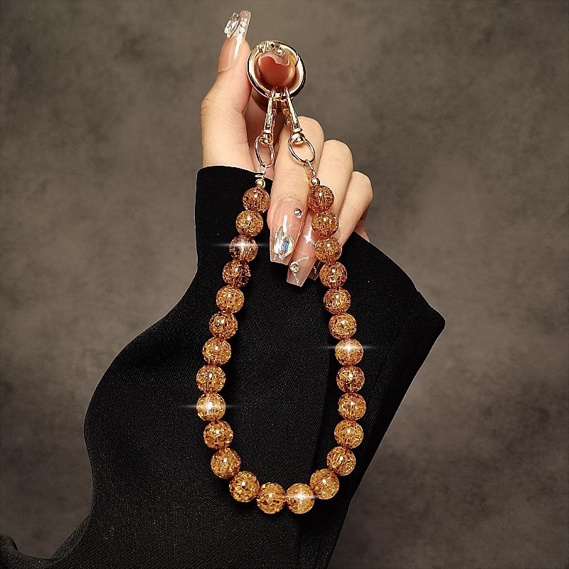 Lanyard pentru telefon cu mărgele din rășină – lucrat manual, turnare prin injecție, personalizare disponibilă, șnur din sârmă metalică și cataramă metalică