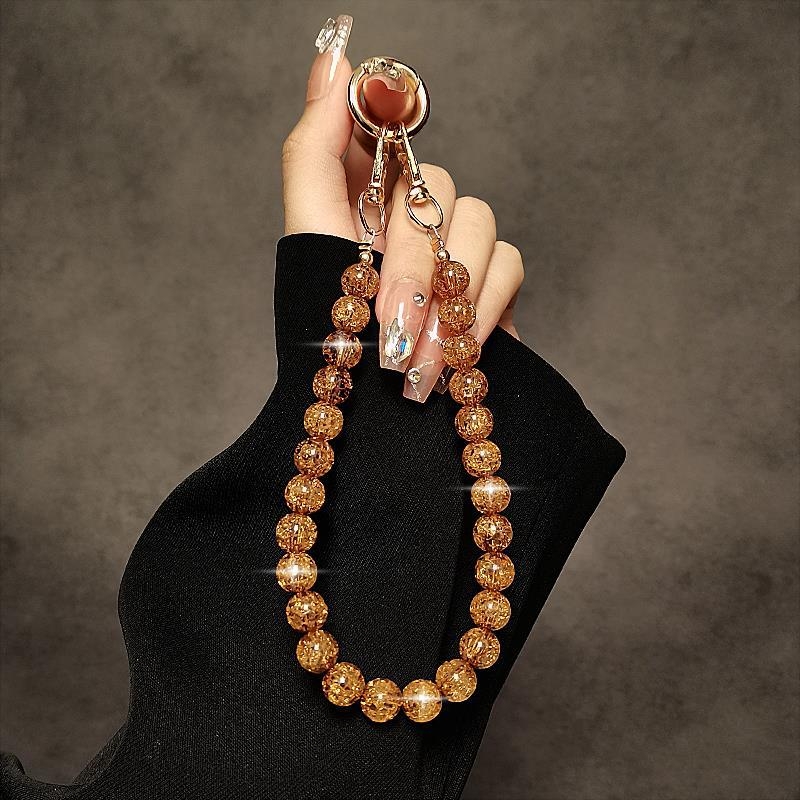 Lanyard pentru telefon cu mărgele din rășină – lucrat manual, turnare prin injecție, personalizare disponibilă, șnur din sârmă metalică și cataramă metalică