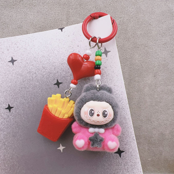 Pandantiv pentru chei cu textură catifelată, model animăluțe de desene animate, material plastic/rezină, procesare cu adeziv, lansare toamnă 2025