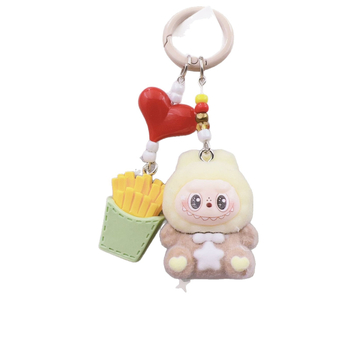 Pandantiv pentru chei cu textură catifelată, model animăluțe de desene animate, material plastic/rezină, procesare cu adeziv, lansare toamnă 2025