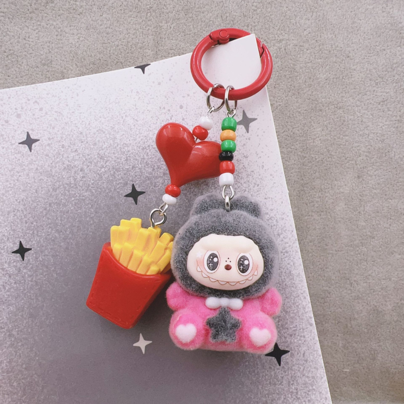 Pandantiv pentru chei cu textură catifelată, model animăluțe de desene animate, material plastic/rezină, procesare cu adeziv, lansare toamnă 2025