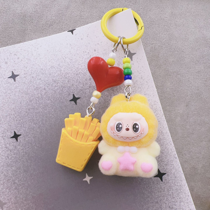 Pandantiv pentru chei cu textură catifelată, model animăluțe de desene animate, material plastic/rezină, procesare cu adeziv, lansare toamnă 2025