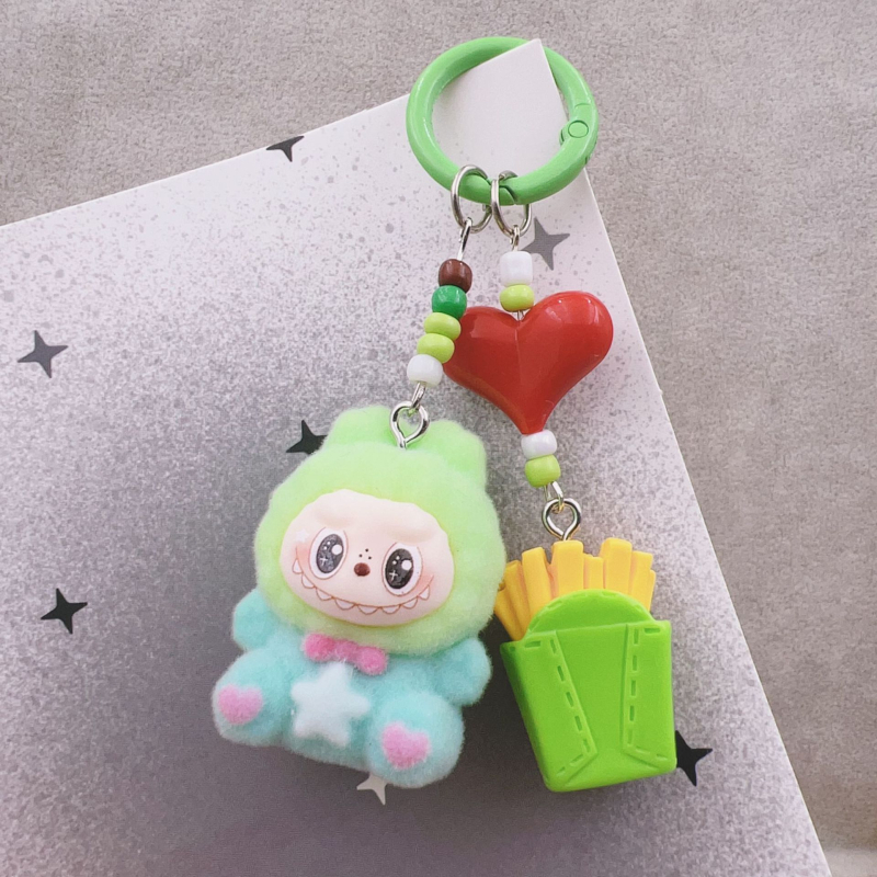 Pandantiv pentru chei cu textură catifelată, model animăluțe de desene animate, material plastic/rezină, procesare cu adeziv, lansare toamnă 2025