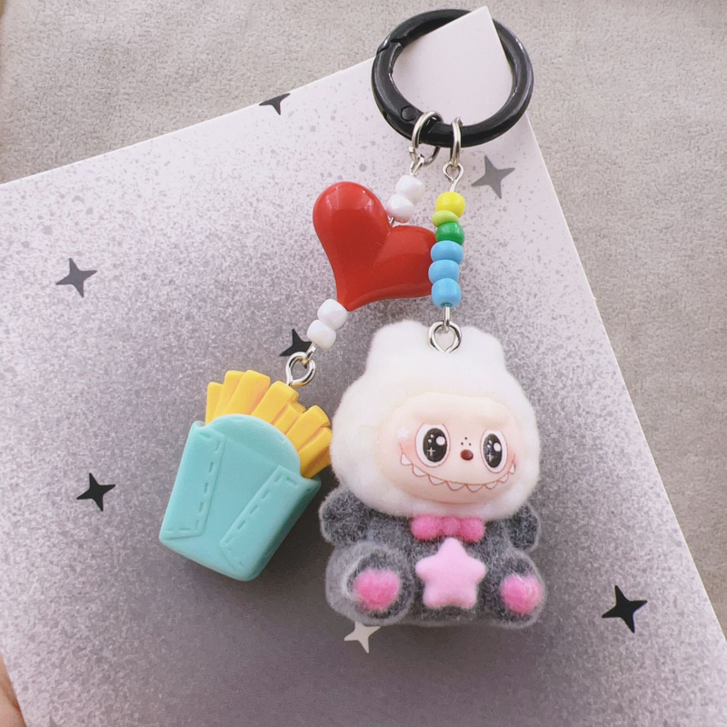 Pandantiv pentru chei cu textură catifelată, model animăluțe de desene animate, material plastic/rezină, procesare cu adeziv, lansare toamnă 2025