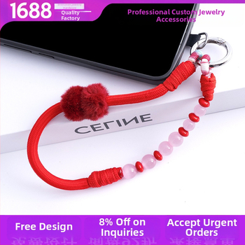 Popruh na mobilný telefón, ručne vyrobený s plyšovým príveskom geometrického tvaru; hardvér zo zinkovej zliatiny, polyesterové lano, kovová spona, prispôsobenie k dispozícii