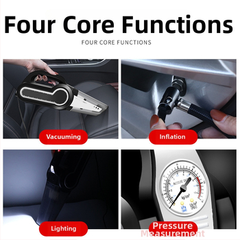 CY Преносима автомобилна прахосмукачка, 12V, 120W, 6000Pa, захранване през запалката, функция за надуване