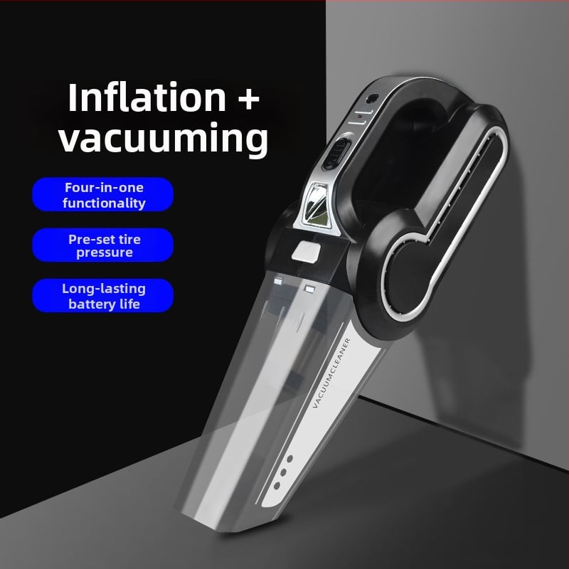 CY Преносима автомобилна прахосмукачка, 12V, 120W, 6000Pa, захранване през запалката, функция за надуване