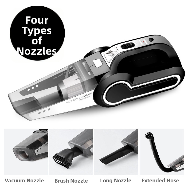 CY Преносима автомобилна прахосмукачка, 12V, 120W, 6000Pa, захранване през запалката, функция за надуване