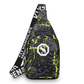 Muška torbica za prsa u street stilu, od najlona, vodootporna i otporna, geometrijski uzorak, podstava od poliestera