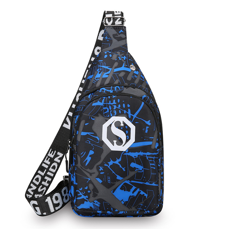 Muška torbica za prsa u street stilu, od najlona, vodootporna i otporna, geometrijski uzorak, podstava od poliestera
