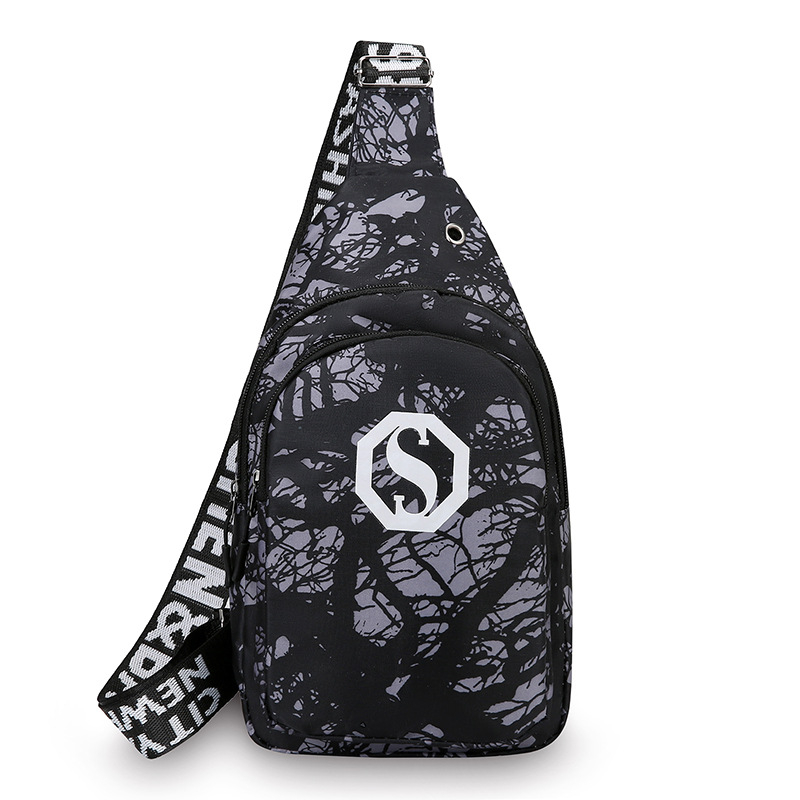 Muška torbica za prsa u street stilu, od najlona, vodootporna i otporna, geometrijski uzorak, podstava od poliestera