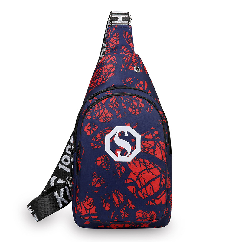 Muška torbica za prsa u street stilu, od najlona, vodootporna i otporna, geometrijski uzorak, podstava od poliestera