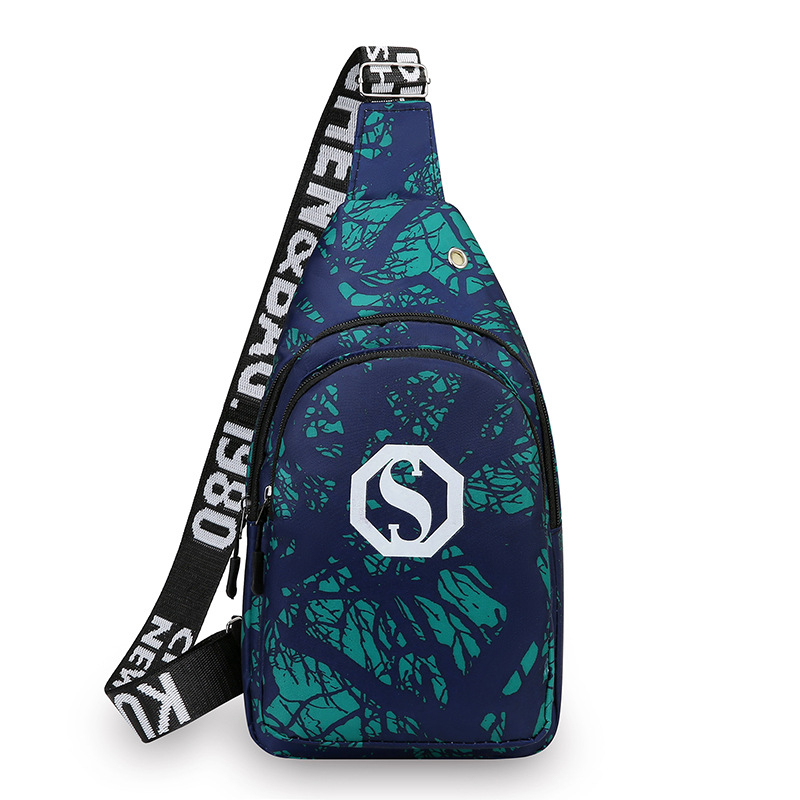 Muška torbica za prsa u street stilu, od najlona, vodootporna i otporna, geometrijski uzorak, podstava od poliestera