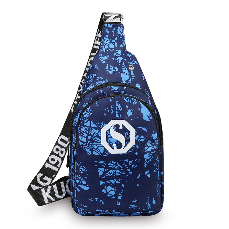 Muška torbica za prsa u street stilu, od najlona, vodootporna i otporna, geometrijski uzorak, podstava od poliestera