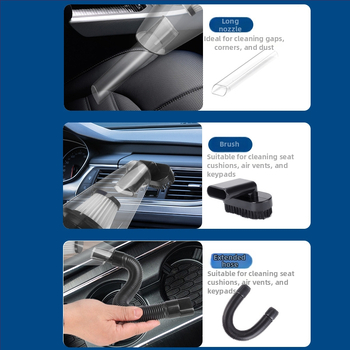 Портативна автомобилна прахосмукачка с LED осветление, 12V, 120W, 9000 Pa, презареждаща се, кабел 420 cm, Bymaocar