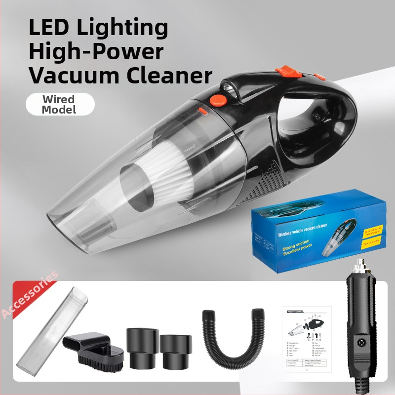Портативна автомобилна прахосмукачка с LED осветление, 12V, 120W, 9000 Pa, презареждаща се, кабел 420 cm, Bymaocar