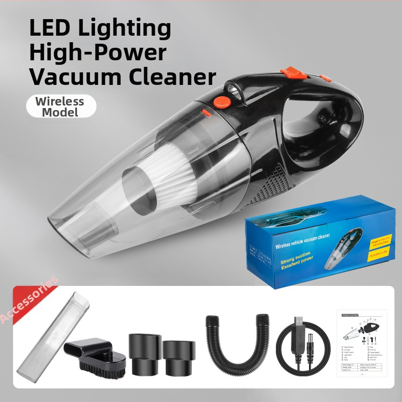 Портативна автомобилна прахосмукачка с LED осветление, 12V, 120W, 9000 Pa, презареждаща се, кабел 420 cm, Bymaocar