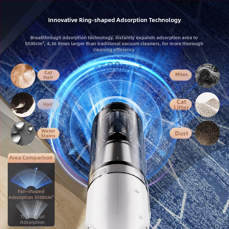 Безжичен ръчен вакуум за автомобил – мокър и сух режим, 120W, всмукване над 5000Pa, вградена батерия 1600–2000mAh с USB заряд, до 1 час работа