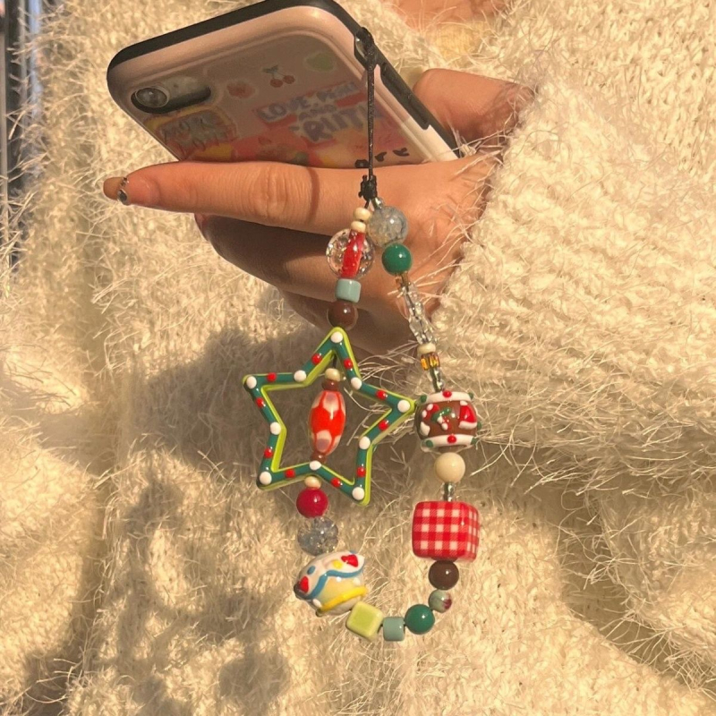 Ručna izrada smolom lančić za telefon s motívom zvjezdica, PVC užad, plastična kopča, pakirano pojedinačno