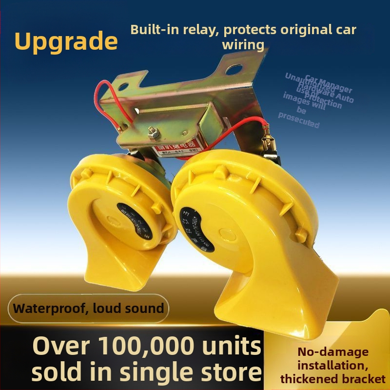 Auto sirēna 12V/24V, ūdensdroša, augsts tonis, piemērots auto, kravas automašīnām un motocikliem