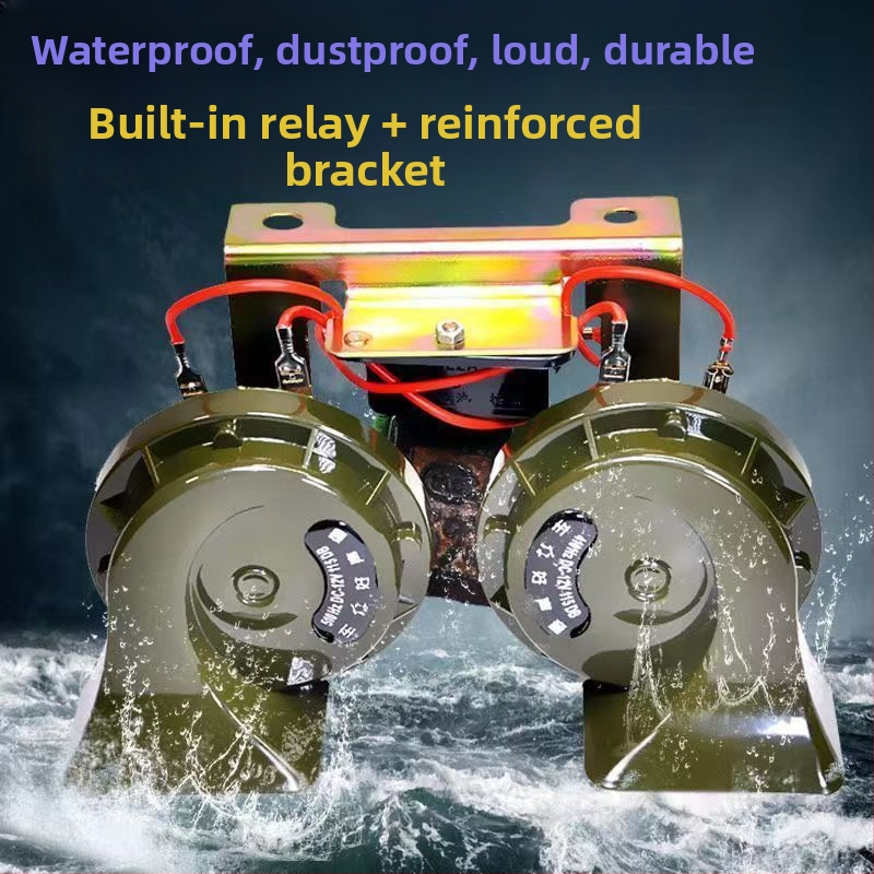 Auto sirēna 12V/24V, ūdensdroša, augsts tonis, piemērots auto, kravas automašīnām un motocikliem