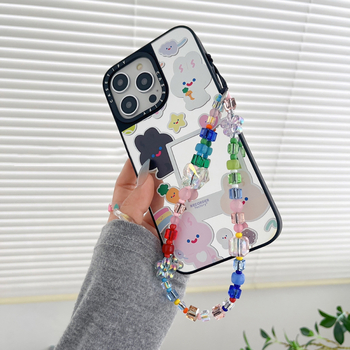 Telefonska kopča s ručno izrađenim perlicama od mekane keramike - Dopamine Rainbow Square Crystal perle, uzorak Kitty/Snoopy, stil Ins wind Genuine, brend Herlook