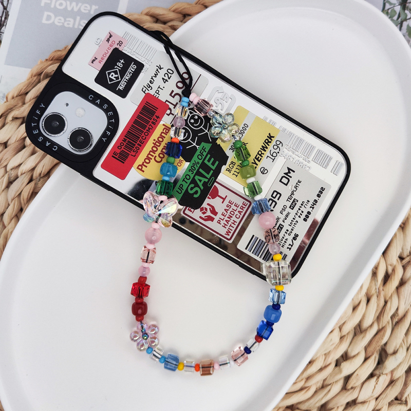 Telefonska kopča s ručno izrađenim perlicama od mekane keramike - Dopamine Rainbow Square Crystal perle, uzorak Kitty/Snoopy, stil Ins wind Genuine, brend Herlook